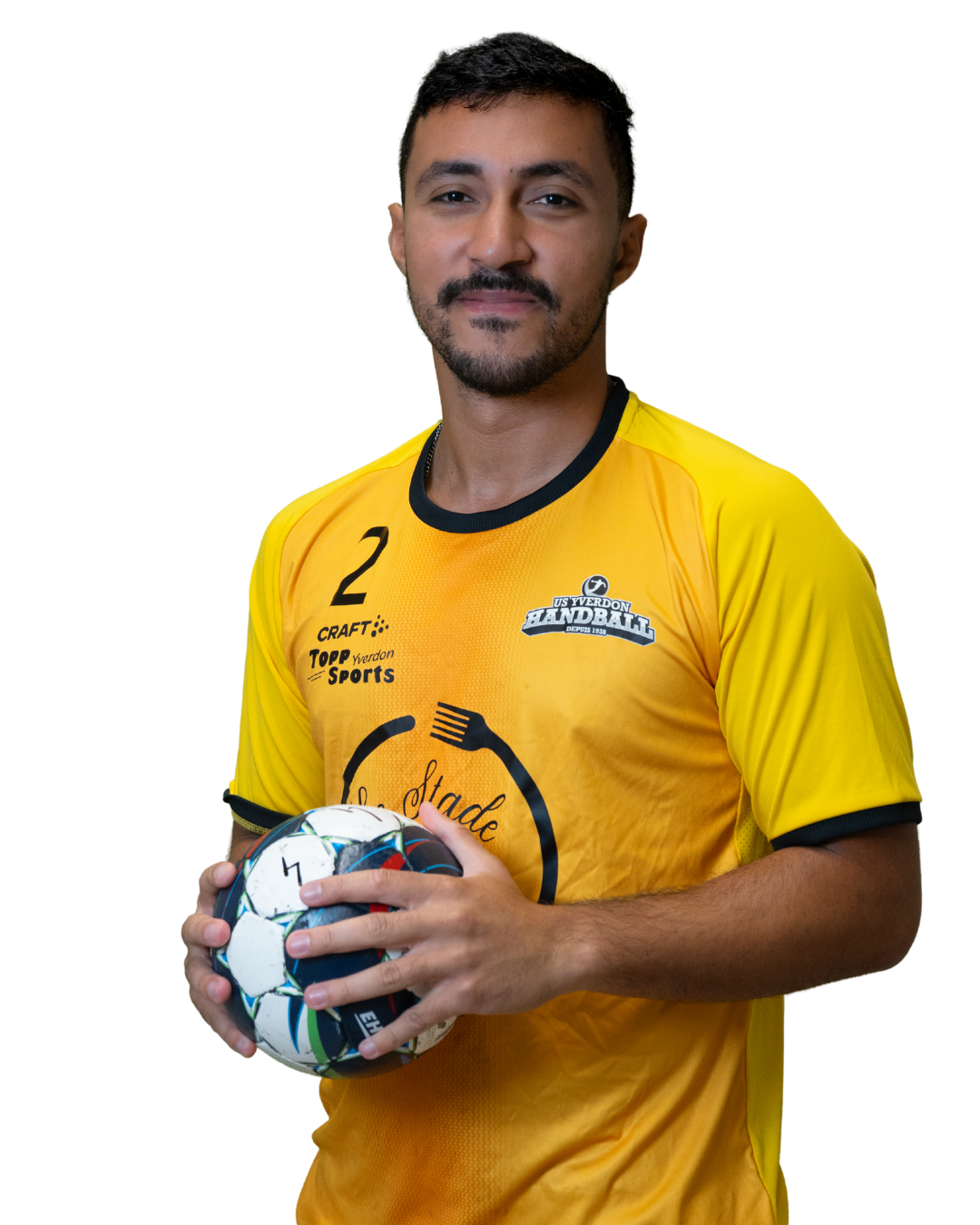 Joueur de l'équipe Hommes de l'US Yverdon Handball en action.
